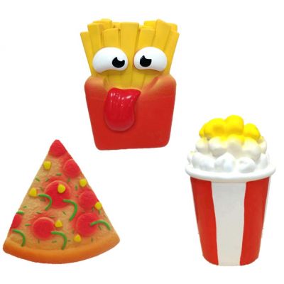 Latex pizza french fries popcorn design dog toy